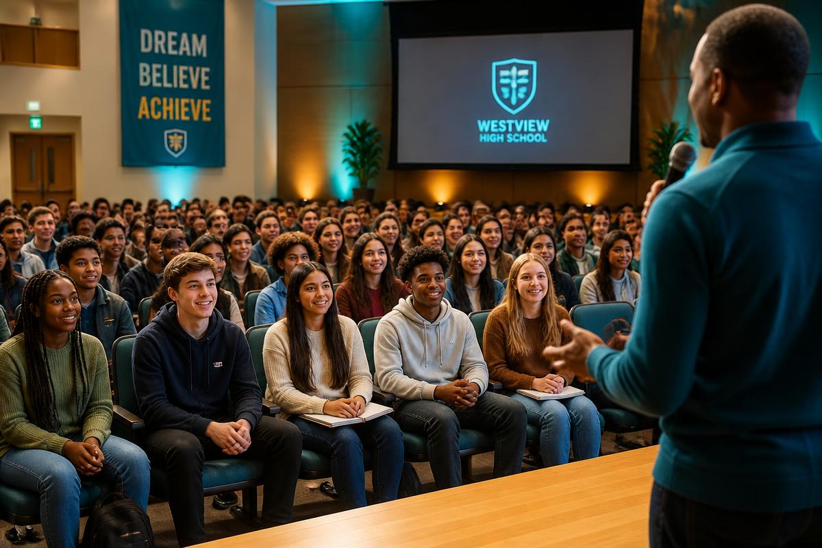 Palestra para estudantes em auditório